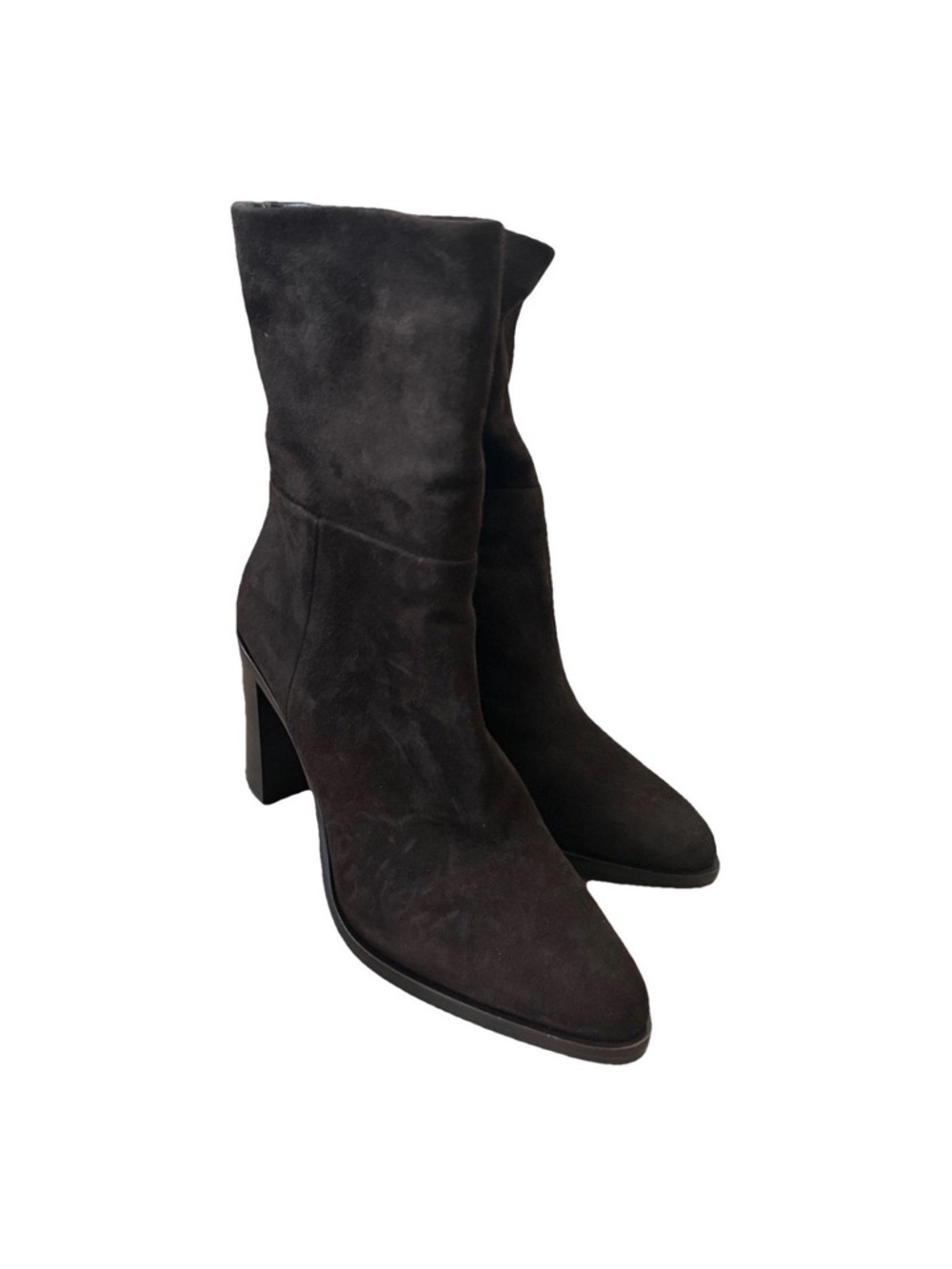 Women's Brown Suede Mid-Calf Block Heel Boots